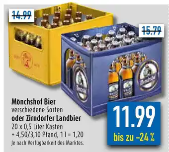 diska Monchshof Bier o. Zirndorter Landbier 20*500ml Angebot