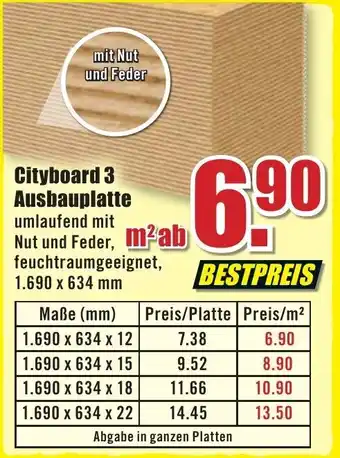 B1 Discount Baumarkt Cityboard 3 Ausbauplatte Angebot