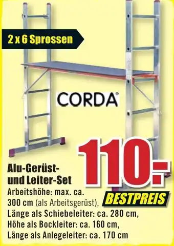 B1 Discount Baumarkt Corda Alu Gerüst und Leiter Set Angebot