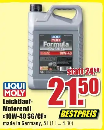 B1 Discount Baumarkt Liqui Moly Leichtlauf Motorenöl ,,10W-40 SG/CF" Angebot