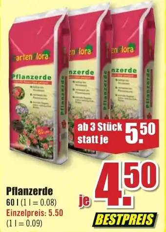 B1 Discount Baumarkt Pflanzerde 60 L Angebot