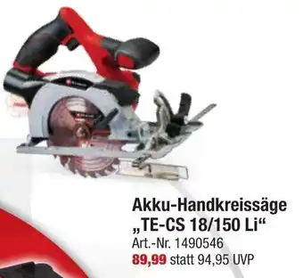 toom Baumarkt Power X-Change Akku Handkreissäge ,,TE-CS 18/150 Li" Angebot