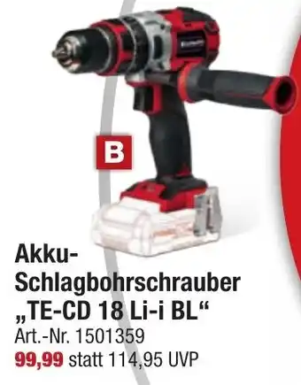 toom Baumarkt Power X-Change Akku Schlagbohrschrauber ,,TE-CD 18 Li-i BL" Angebot