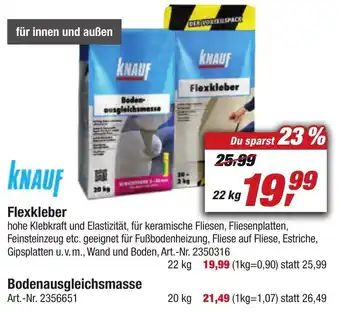 toom Baumarkt Knauf Flexkleber 22 kg oder Bodenausgleichsmasse 20 kg Angebot