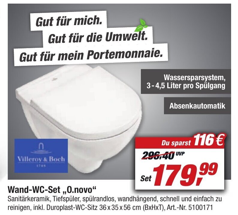 Villeroy & Boch Wand WCSet ,,O.novo" Angebot bei toom Baumarkt