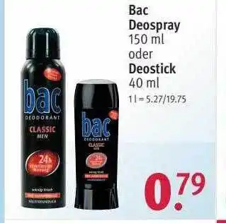 Rossmann Bac deospray oder deostick Angebot