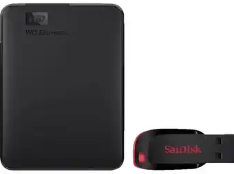 MediaMarkt Wd elements™ portable 1tb hdd 2.5 zoll + sandisk cruzer blade 32 gb festplatte, 1 tb hdd, 2,5 zoll, extern, schwarz Angebot