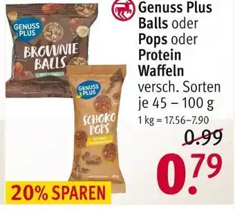 Rossmann Genuss plus balls oder pops oder protein waffeln Angebot