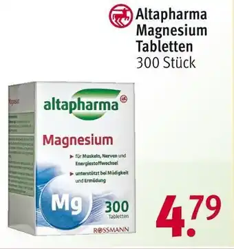 Rossmann Altapharma magnesium tabletten Angebot