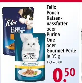 Rossmann Felix pouch oder purina one oder gourmet perle katzennassfutter Angebot