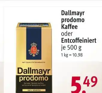 Rossmann Dallmayr prodomo kaffee oder entcoffeiniert Angebot