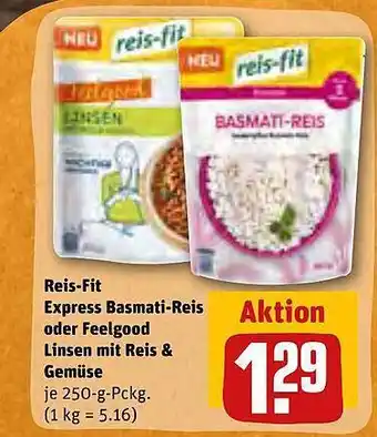 REWE Reis-fit express basmati-reis oder feelgood linsen mit reis & gemüse Angebot