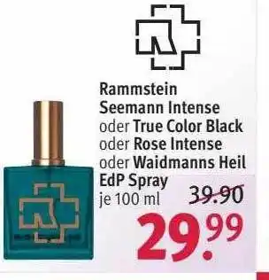 Rossmann Rammstein seemann intense oder true color black oder rose intense oder waidmanns heil edp spray Angebot