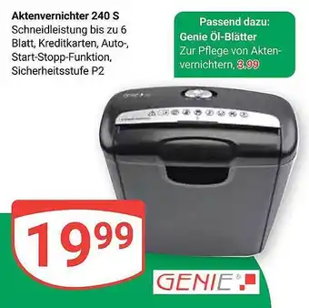 Globus Aktenvernichter 240 s genie Angebot