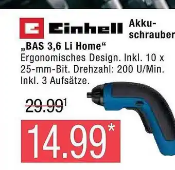 Marktkauf Einhell akkuschrauber bas 3,6 li home Angebot