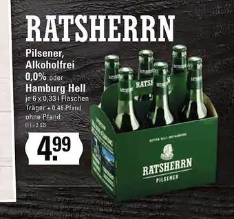 Meyer's Frischemarkt Ratsherrn pilsener, alkoholfrei 0,0% oder hamburg hell Angebot
