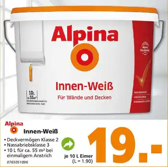 Globus Baumarkt Alpina Innen Weiß 10 L Eimer Angebot