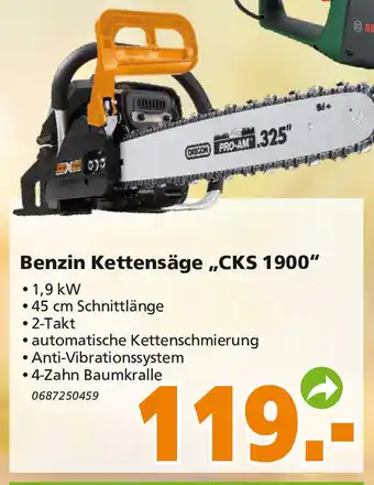 Globus Baumarkt Benzin Kettensäge CKS 1900 Angebot