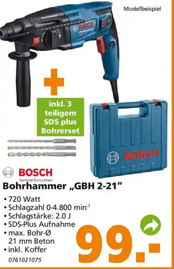 Globus Baumarkt Bosch Bohrhammer ,,GBH 2-21" Angebot