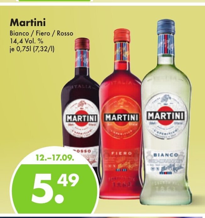 Martini 750ml Angebot bei Trink und Spare