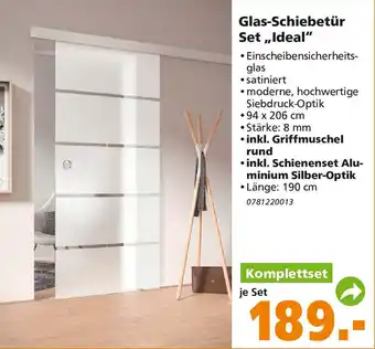 Globus Baumarkt Glas Schiebetür Set ,,Ideal" Angebot