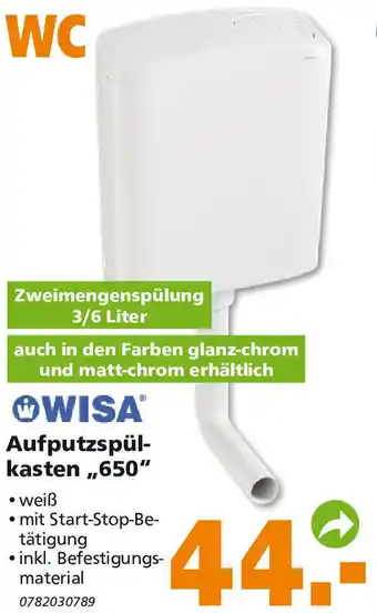 Globus Baumarkt Wisa Aufputzspülkasten ,,650" Angebot