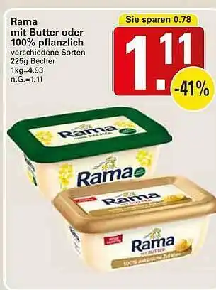 WEZ Rama mit butter oder 100% pflanzlich Angebot