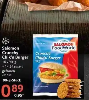 Selgros Salomon crunchy chik'n burger Angebot