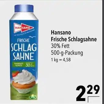 CITTI Markt Hansano Frische Schlagsahne 500g Angebot