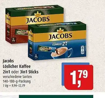 Markant Jacobs löslicher kaffee 2in1 oder 3in1 sticks Angebot