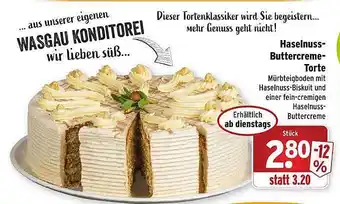 Wasgau Haselnuss buttercreme torte Angebot