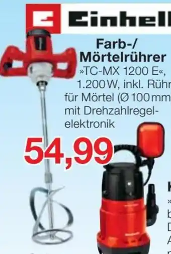 Jawoll Einhell Farb/Mörtelrührer ,,TC-MX 1200 E" Angebot