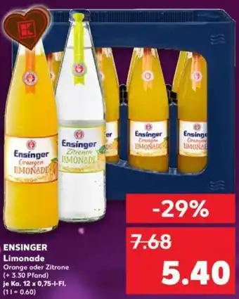 Kaufland Ensinger Limonade Ka. 12x0,75 L-Fl. Angebot