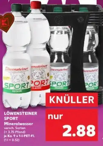 Kaufland Löwensteiner Sport Mineralwasser Ka. 9x1 L-PET-Fl. Angebot