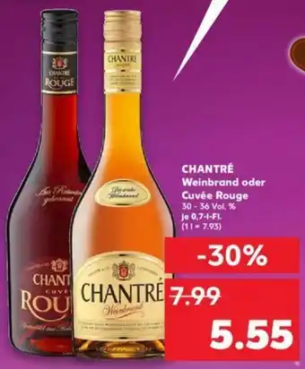 Kaufland Chantré Weinbrand oder Cuvée Rouge 0,7 L-Fl. Angebot