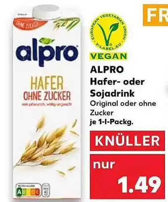 Kaufland Alpro hafer oder sojadrink Angebot