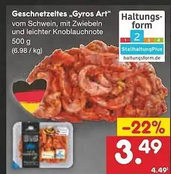 Netto Marken-Discount Geschnetzeltes „gyros art“ Angebot