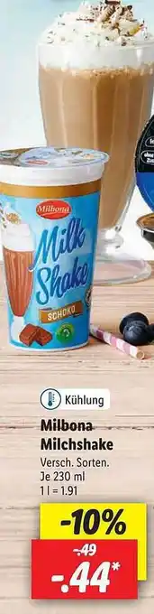 Lidl Milbona milchshake Angebot