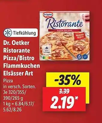 Lidl Dr oetker ristorante pizza oder bistro flammkuchen elsässer art Angebot