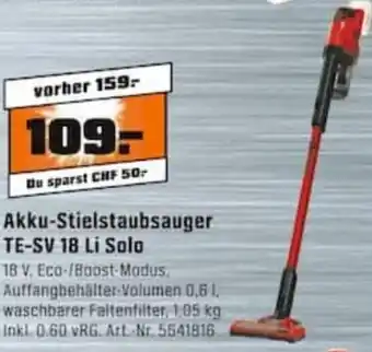 OBI Einhell Akku Stielstaubsauger TE-SV 18 Li-Solo Angebot