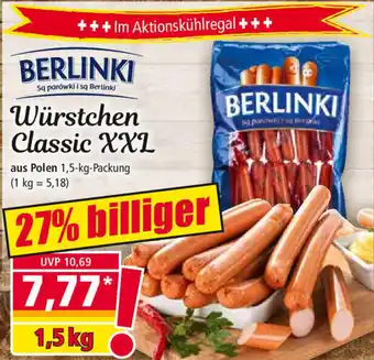 Norma Berlinki Würstchen Classic XXL aus Polen 1,5 kg Packung Angebot