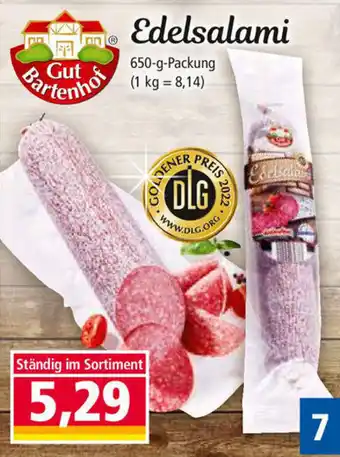 Norma Gut Bartenhof Edelsalami 650 g Packung Angebot