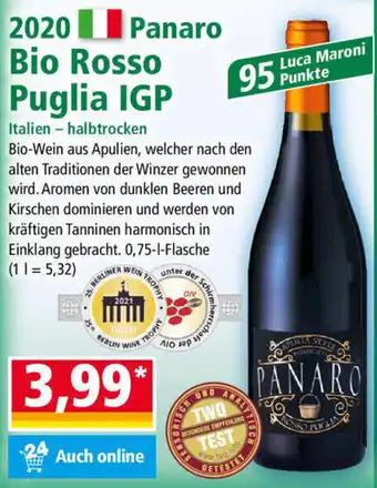 Norma 2020 Panaro Bio Rosso Puglia IGP 0,75 L Flasche Angebot