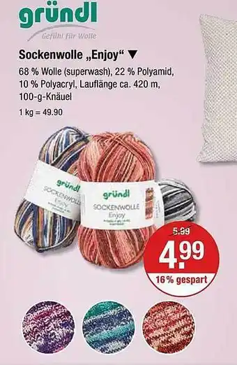 V Markt Sockenwolle „enjoy” Angebot