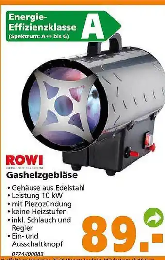 Globus Baumarkt Rowi gasheizgebläse Angebot