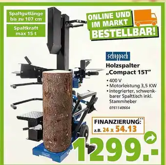 Globus Baumarkt Scheppach holzspalter compact 15t Angebot