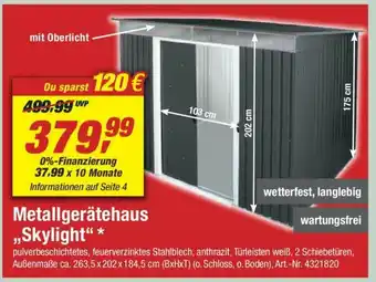 toom Baumarkt Metallgerätehaus ,,Skylight" Angebot