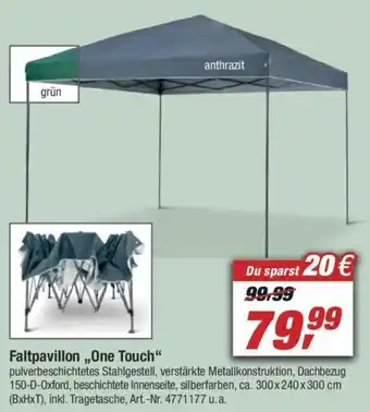 toom Baumarkt Faltpavillon One Touch Angebot