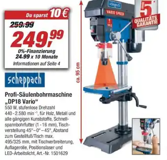 toom Baumarkt Scheppach Profi Säulenbohrmaschine DP18 Vario Angebot