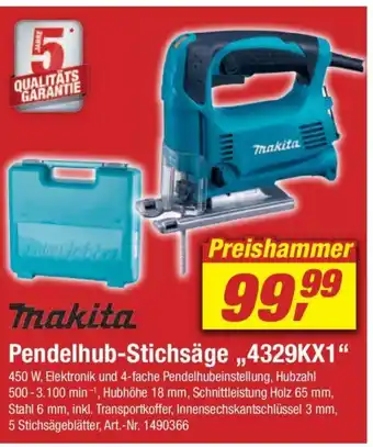 toom Baumarkt Makita Pendelhub Stichsäge ,,4329KX1" Angebot